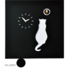 Cucù Cat 壁掛けハト時計 猫 - 本体ブラックx猫ホワイト