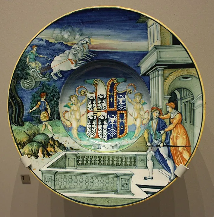 二コラ・ダ・ウルビーノ作、「アポロンの物語」、「イストリアート」というジャンル、1525年頃、大英博物館